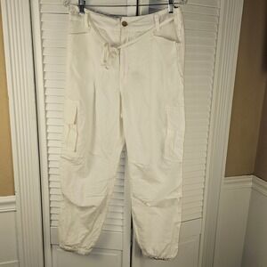 NWOT Sundance Womens White Linen‎ Blend Cargo Pants 8